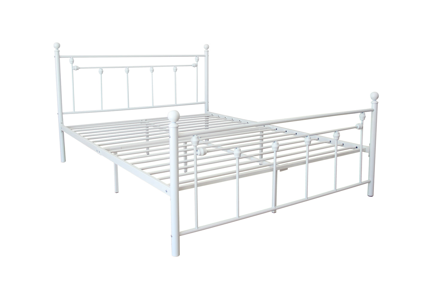 Queen Size Metal Bed Frame-(White)