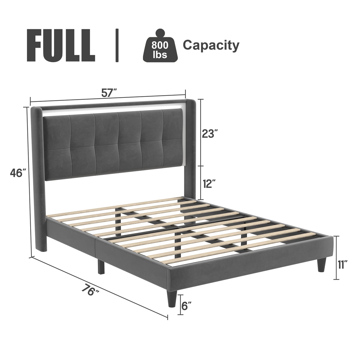 Full Size Upholstered Platform Bed