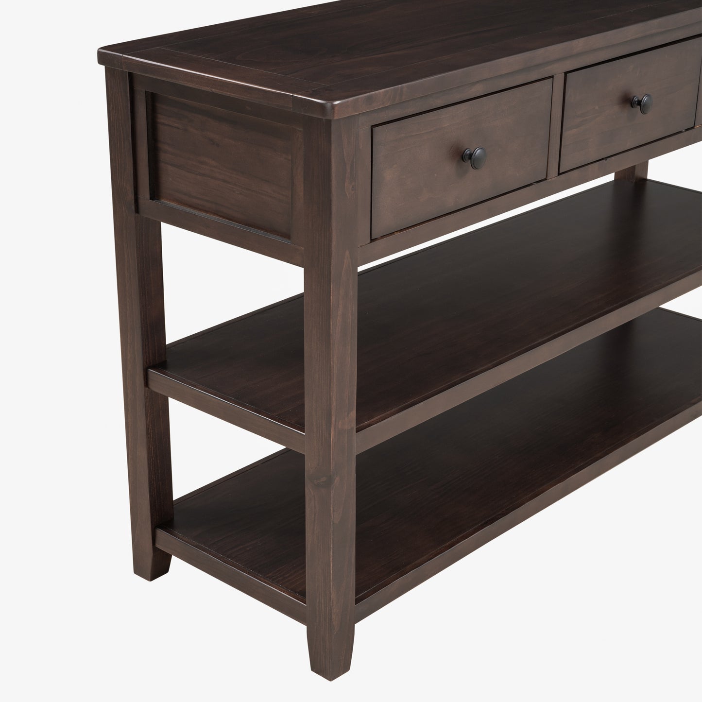 TREXM Retro Design Console Table with Two Open Shelves - Espresso