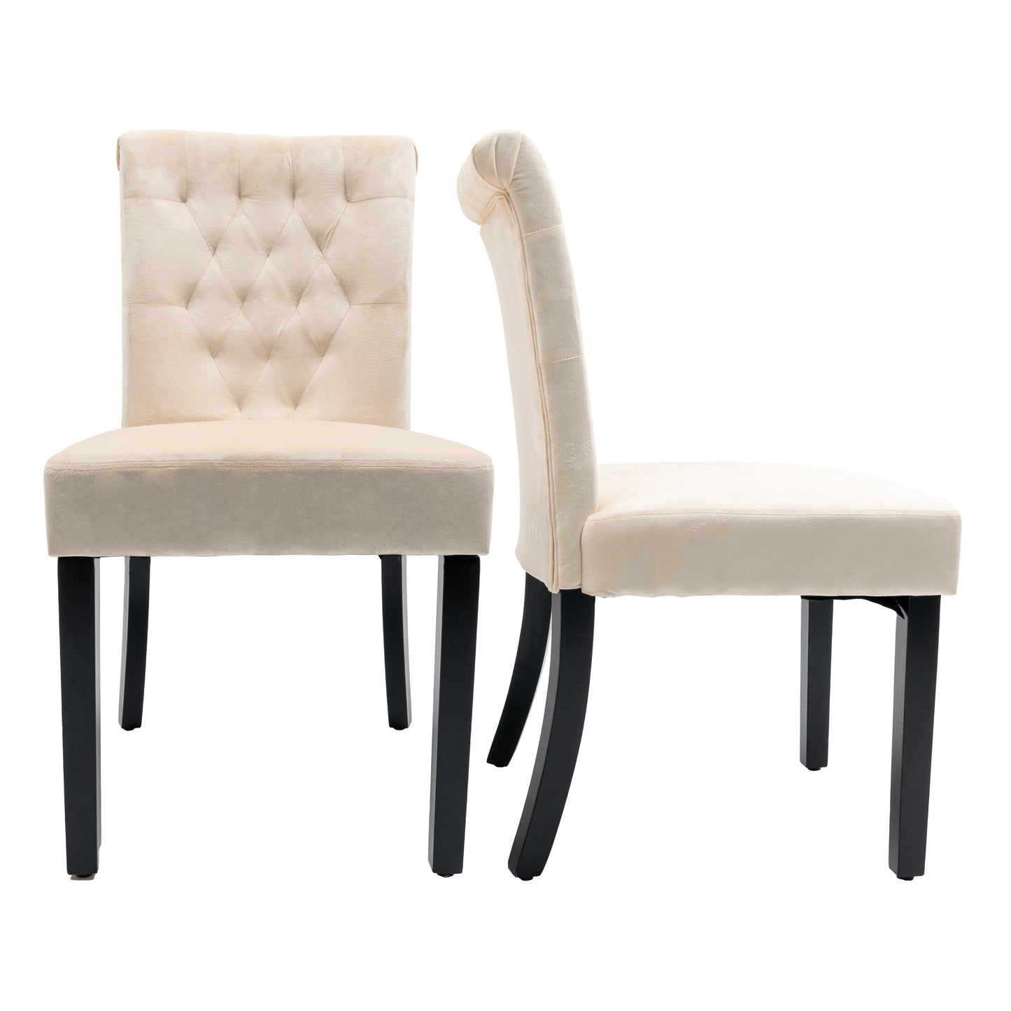 Jace Tufted Heigh Back Beige Velvet Dining Chair (Set of 2)