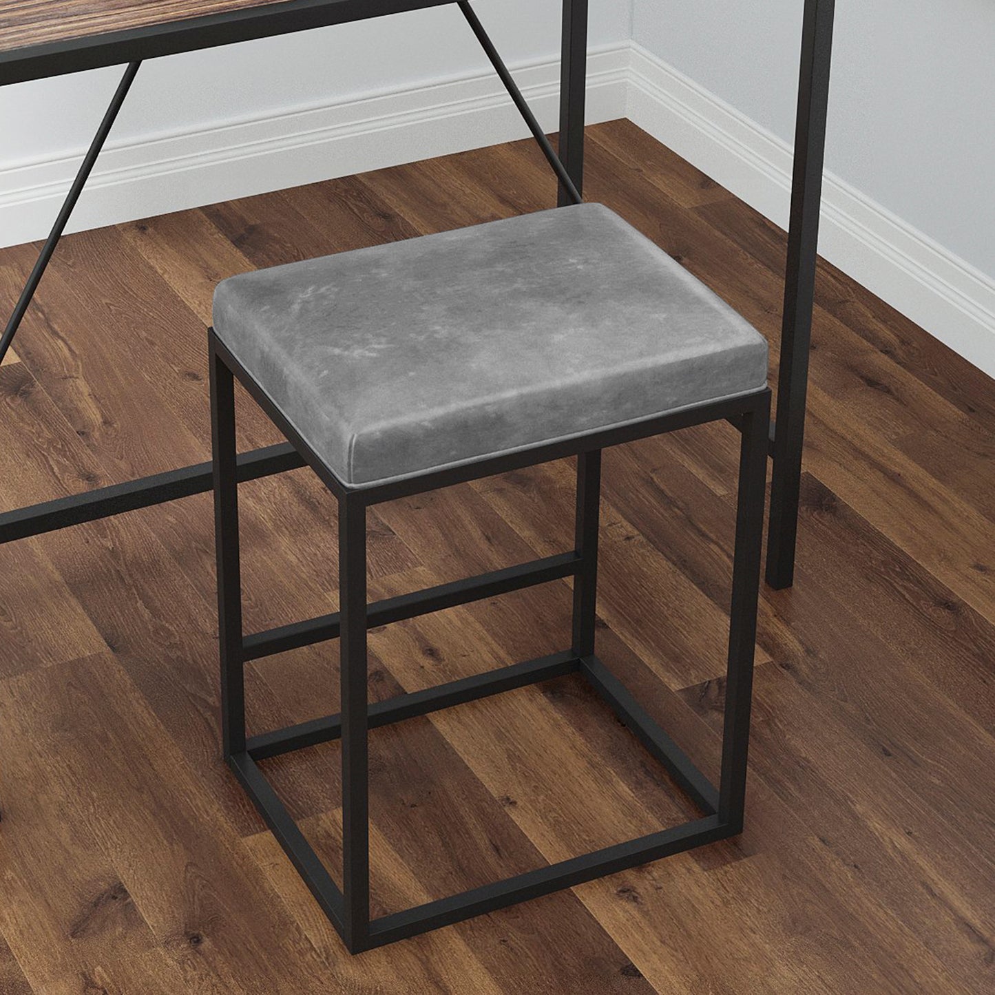 Riley Indoor Grey Metal Faux Leather Bar Stools - Set of 2