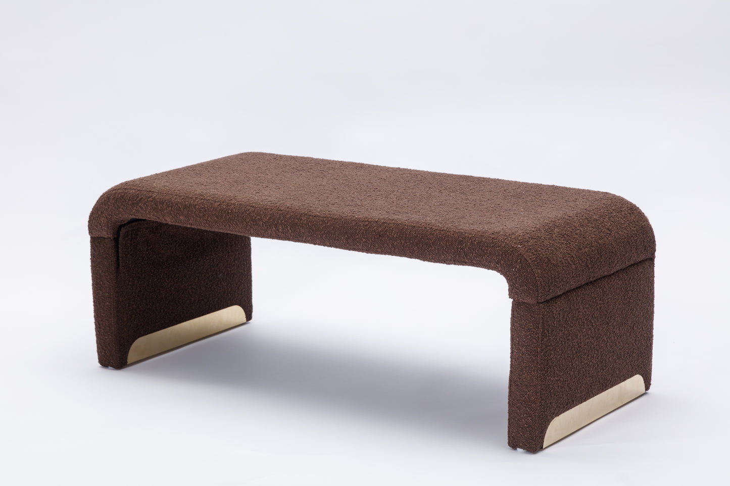 New Boucle Fabric Bench- Brown