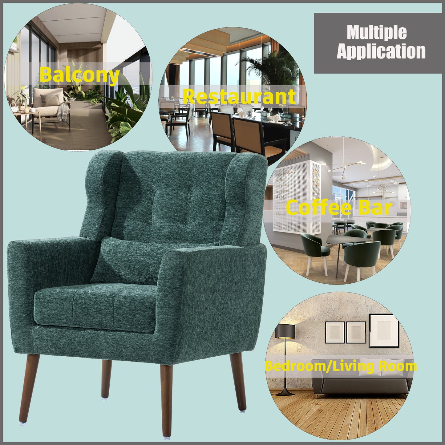 Modern Accent Chair(Blackish Green)