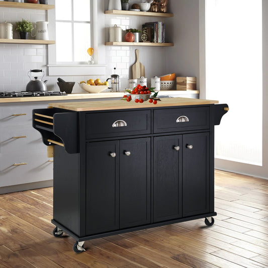 Cambridge Natural Wood Top Kitchen Island with Storage