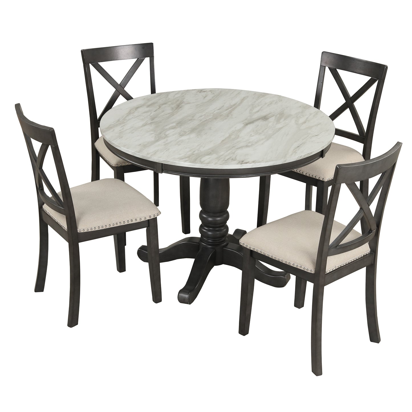 Orisfur 5 Pieces Dining Table and Chairs Set f