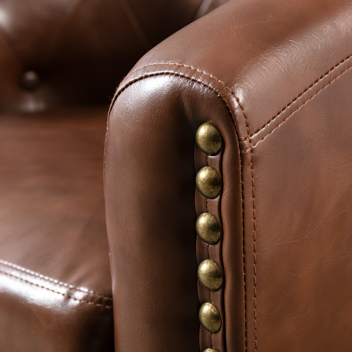 Leather Tufted Barrel Chair