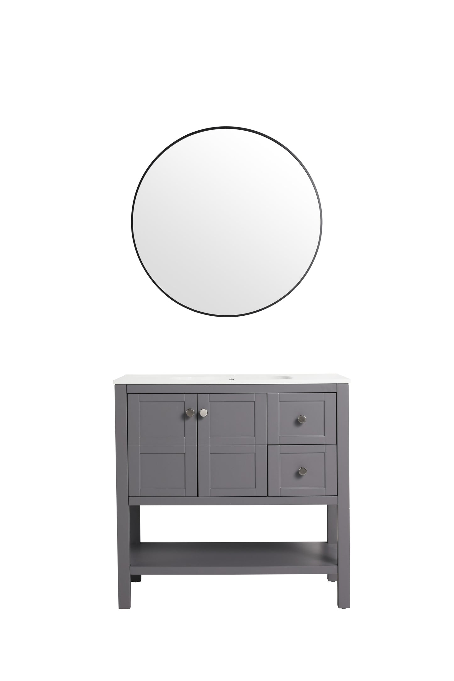 Bathroom Vanity With Soft Close Drawers and Gel Basin, Grey