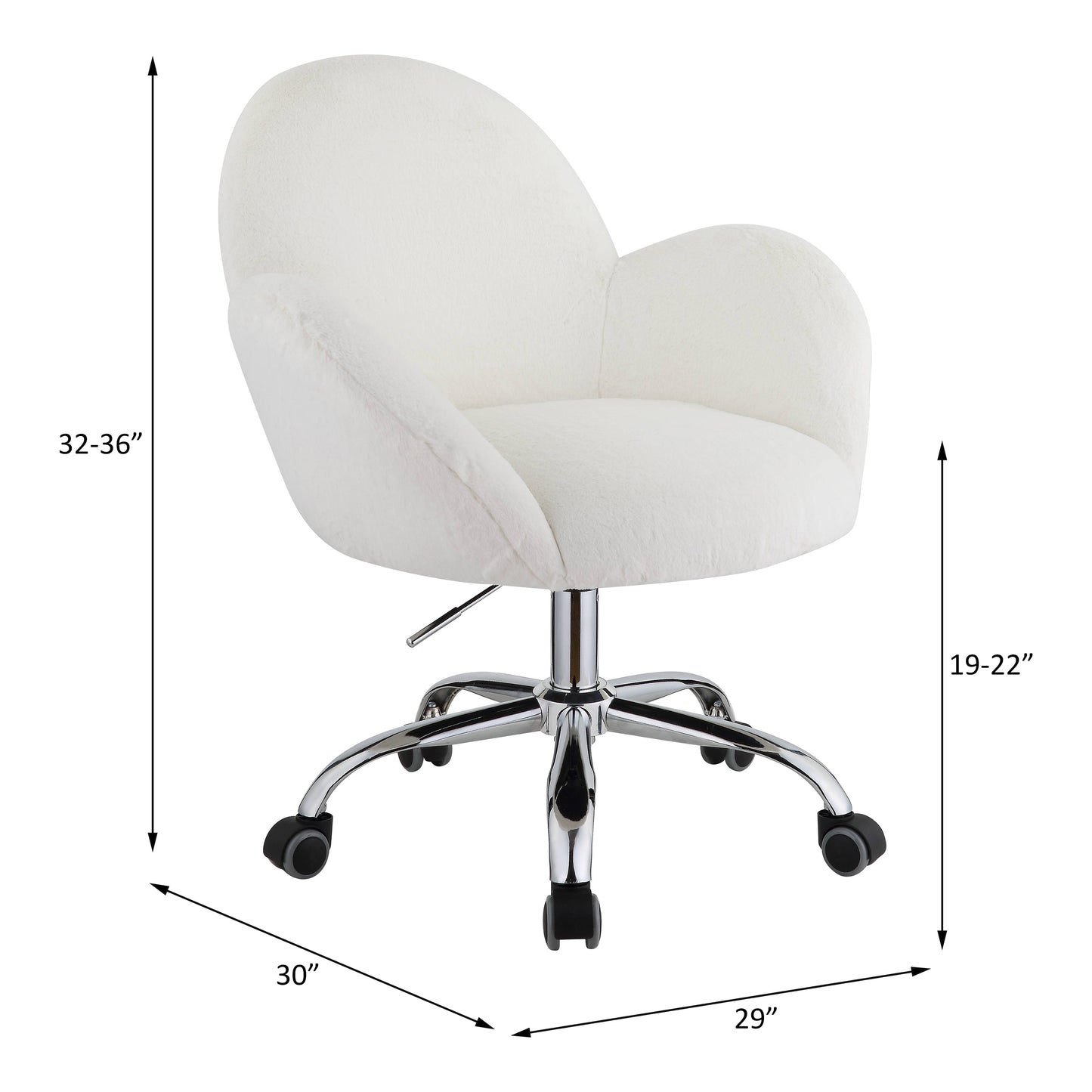 Jago Office Chair in White Lapin & Chrome Finish