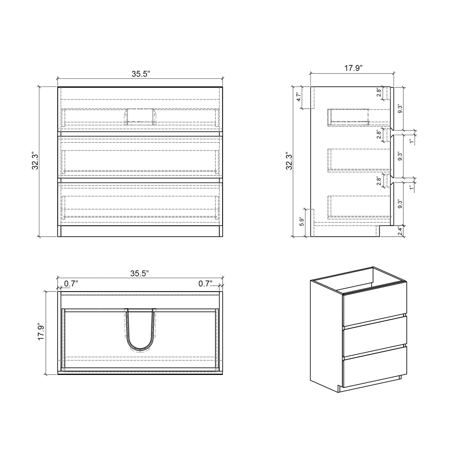 Alice 36" Gray Bathroom Vanity with Sink