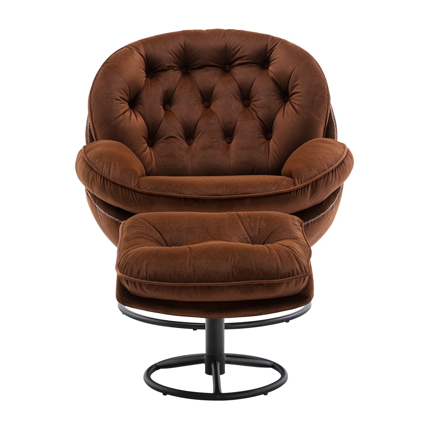 Accent Chair with Ottoman-BROWN