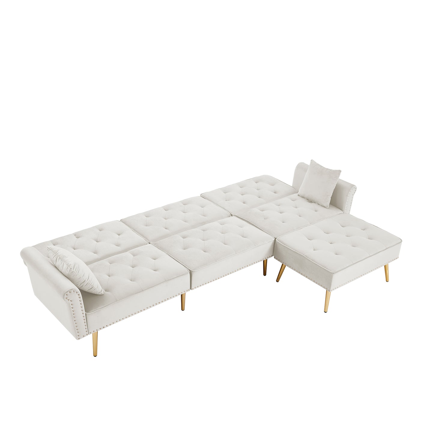 Maxine Modern Velvet Upholstered Reversible Sectional Sofa Bed