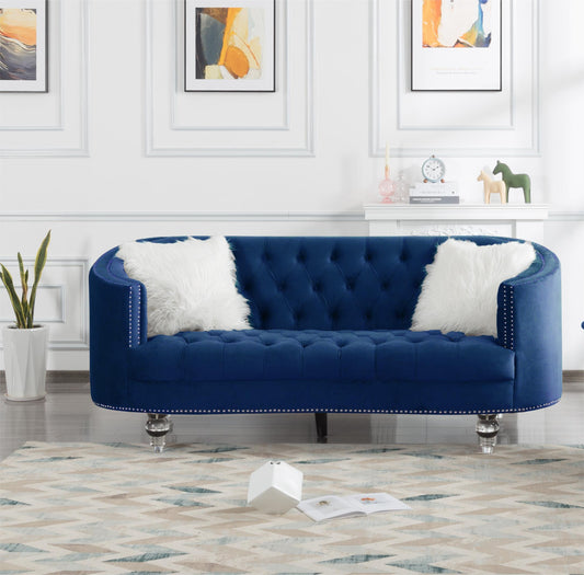 Living Room Sofa Navy Blue Velvet