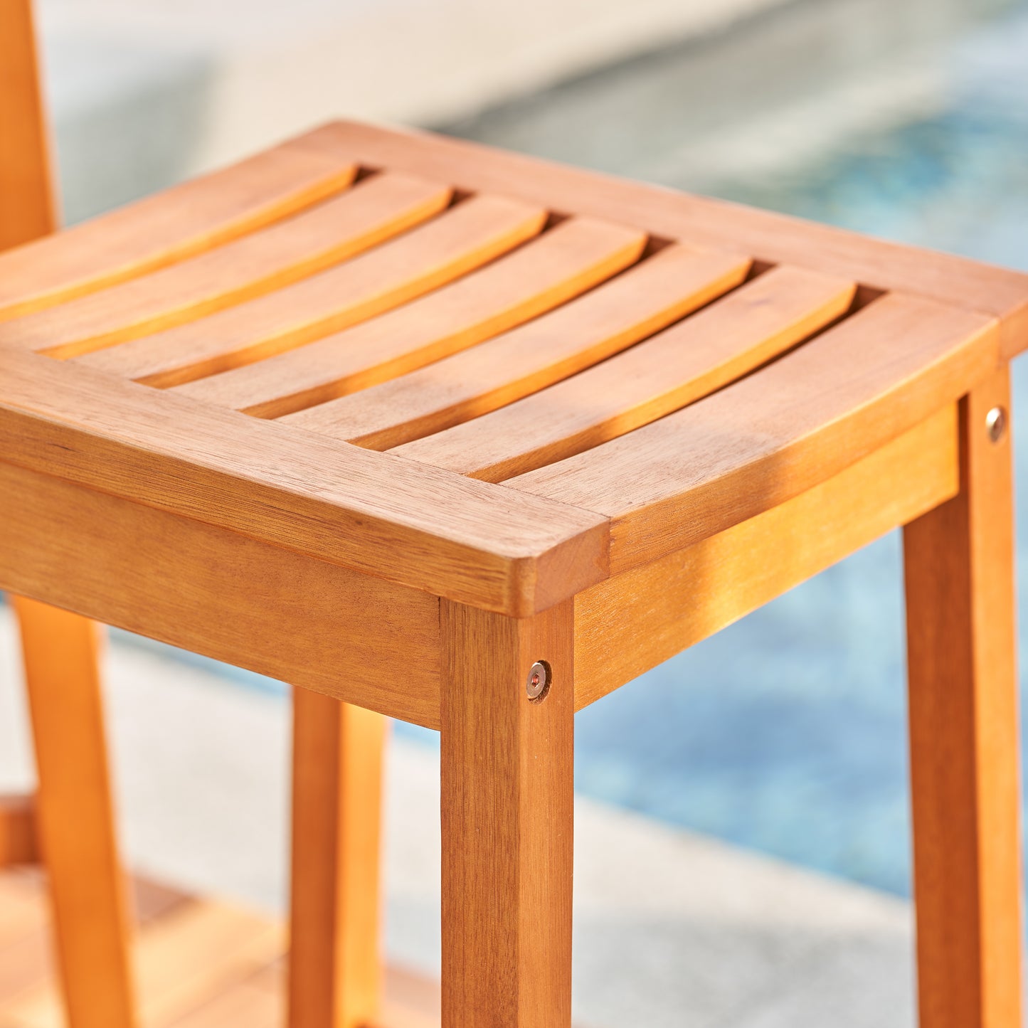 Olina Honey Eucalyptus Wooden Outdoor Dining Stool