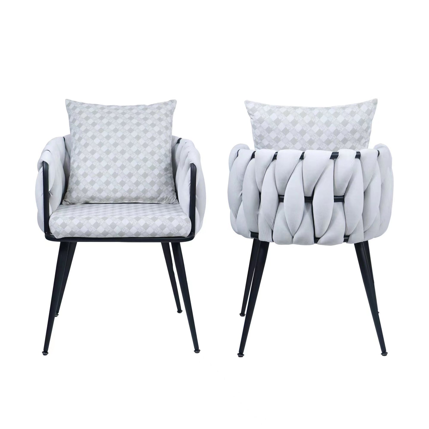 Beige Modern Velvet Dining Chairs Set of 2