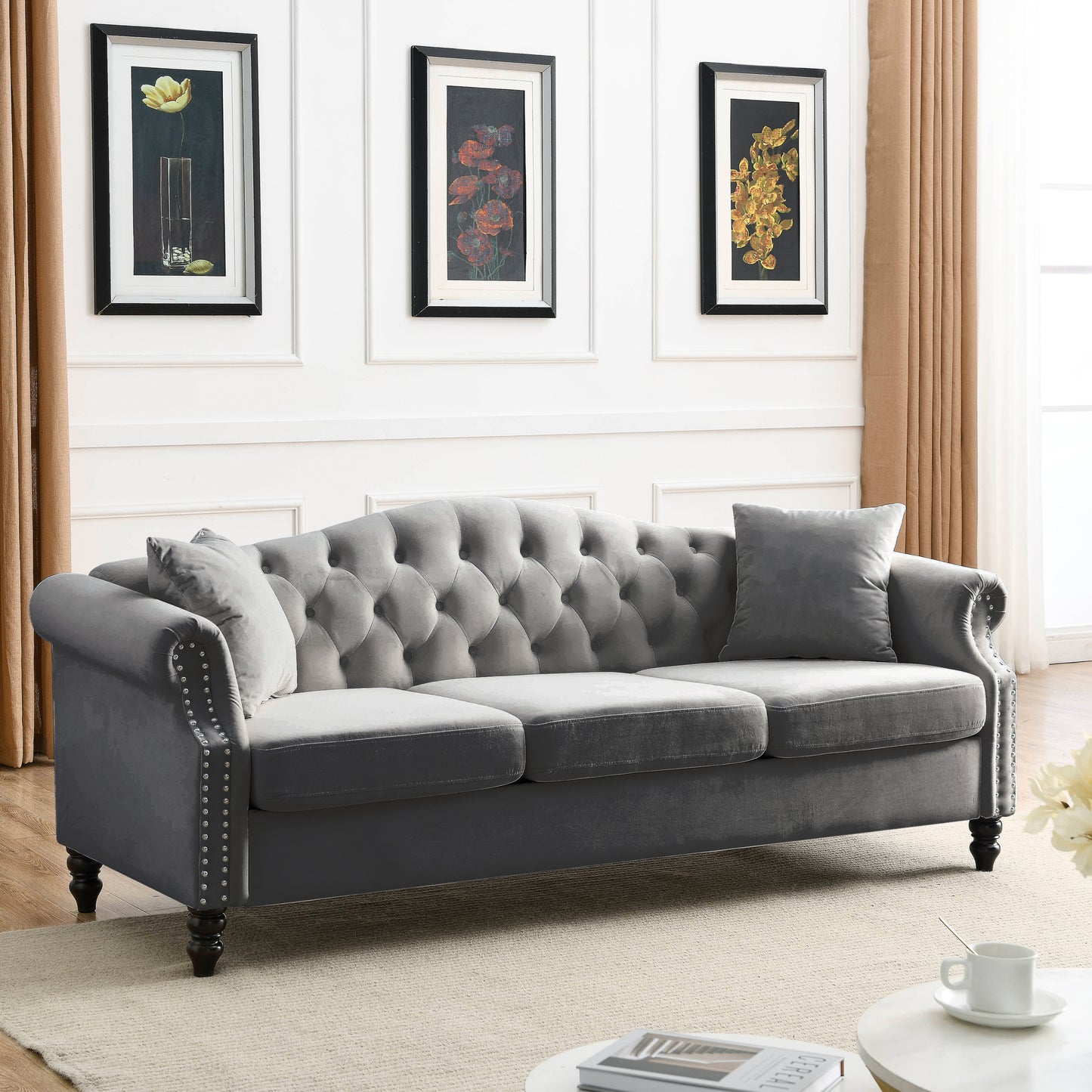 79" Chesterfield Sofa Grey