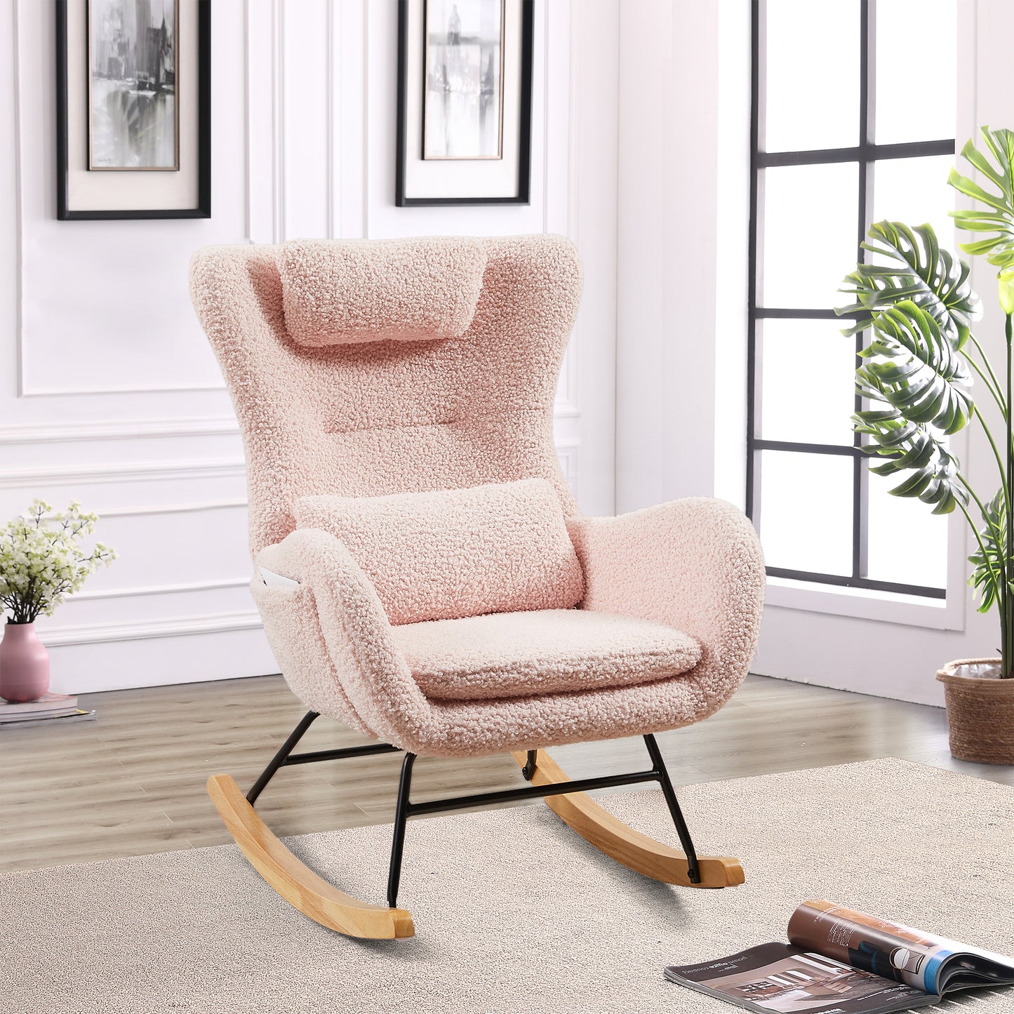 Modern Rocking Chair with High Backrest