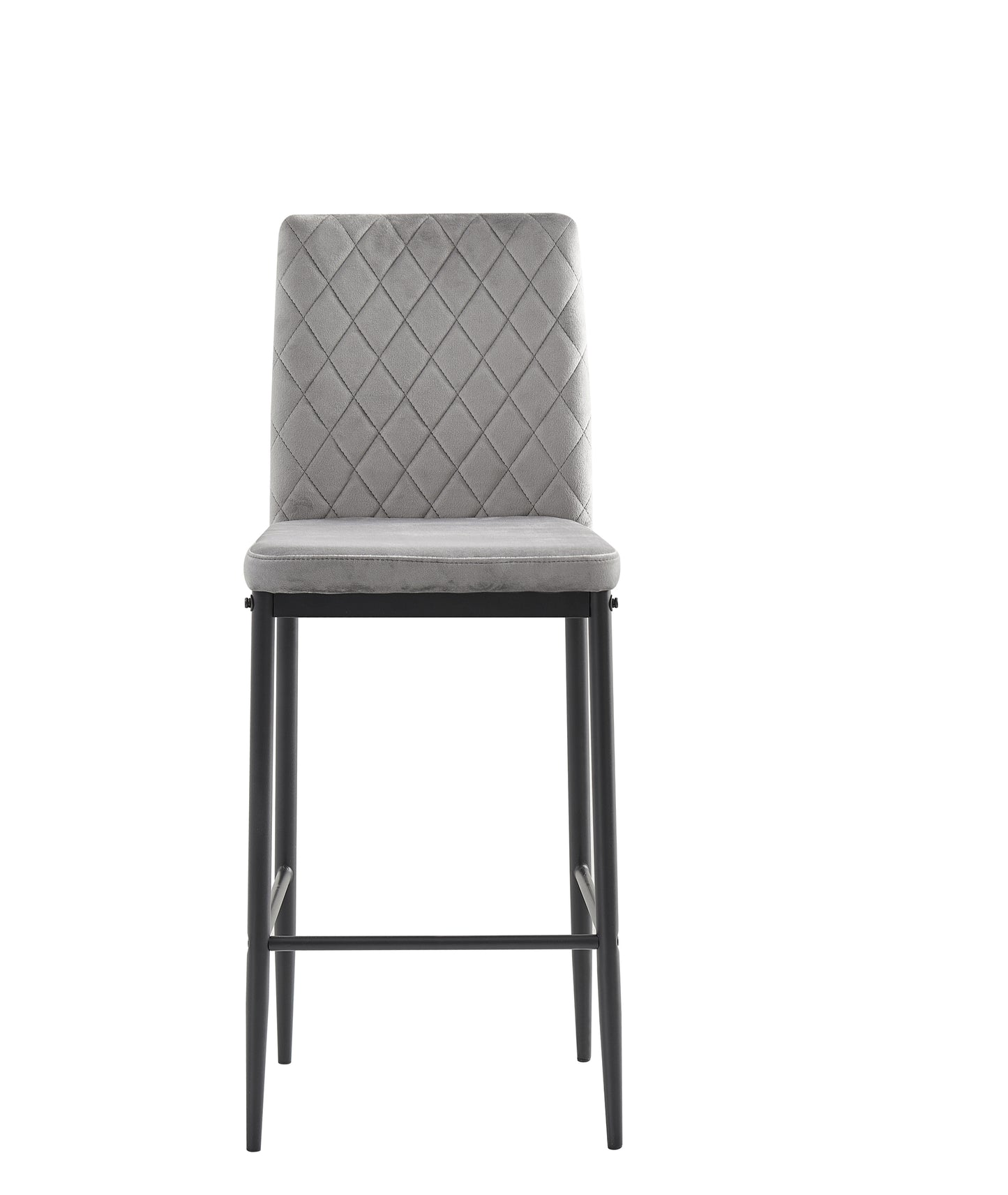 Light Gray Bar Velvet Stool Set of 2