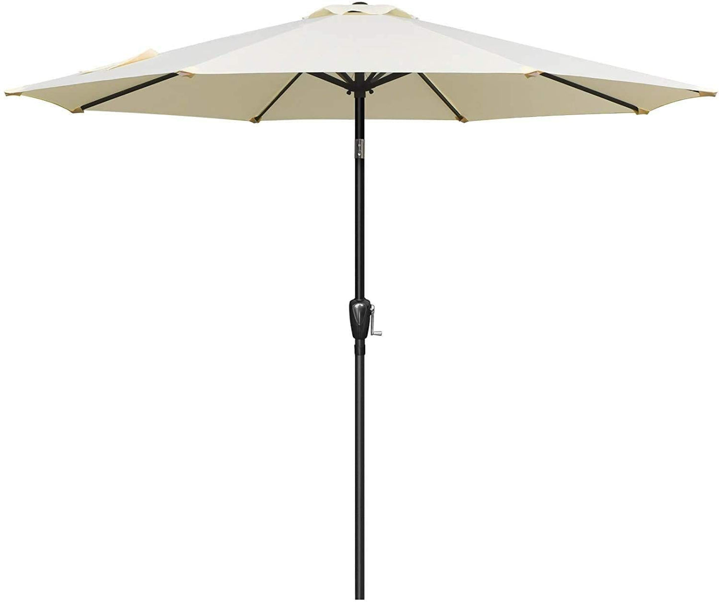 Simple Deluxe 9ft Outdoor Market Table Patio Umbrella with Button Tilt, Crank and 8 Sturdy Ribs for Garden,  Beige