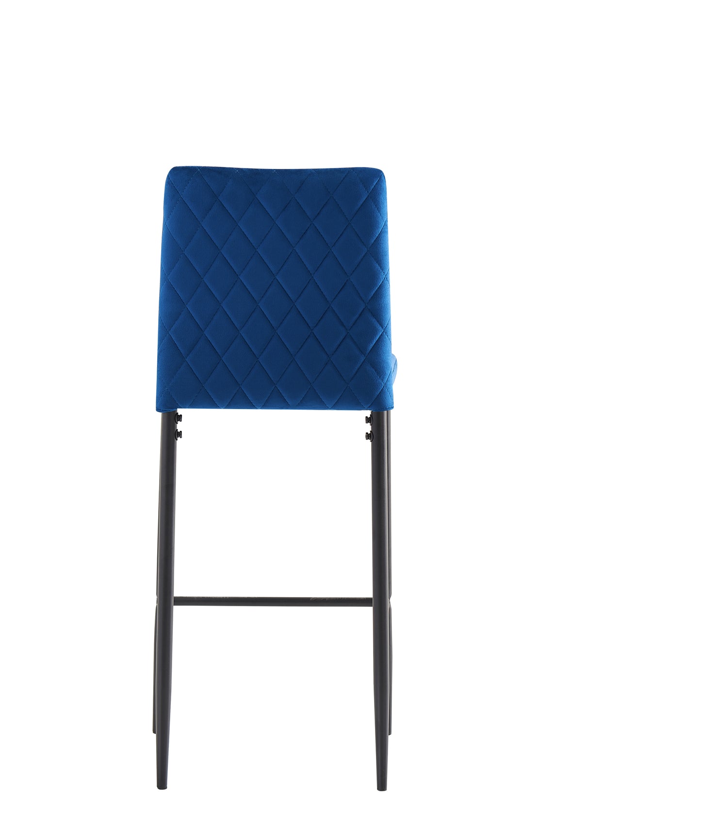 Velvet Blue Bar Stool with Metal Legs Set of 2