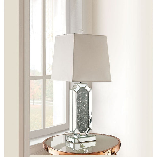 ACME Noralie Table Lamp in Mirrored & Faux Diamonds