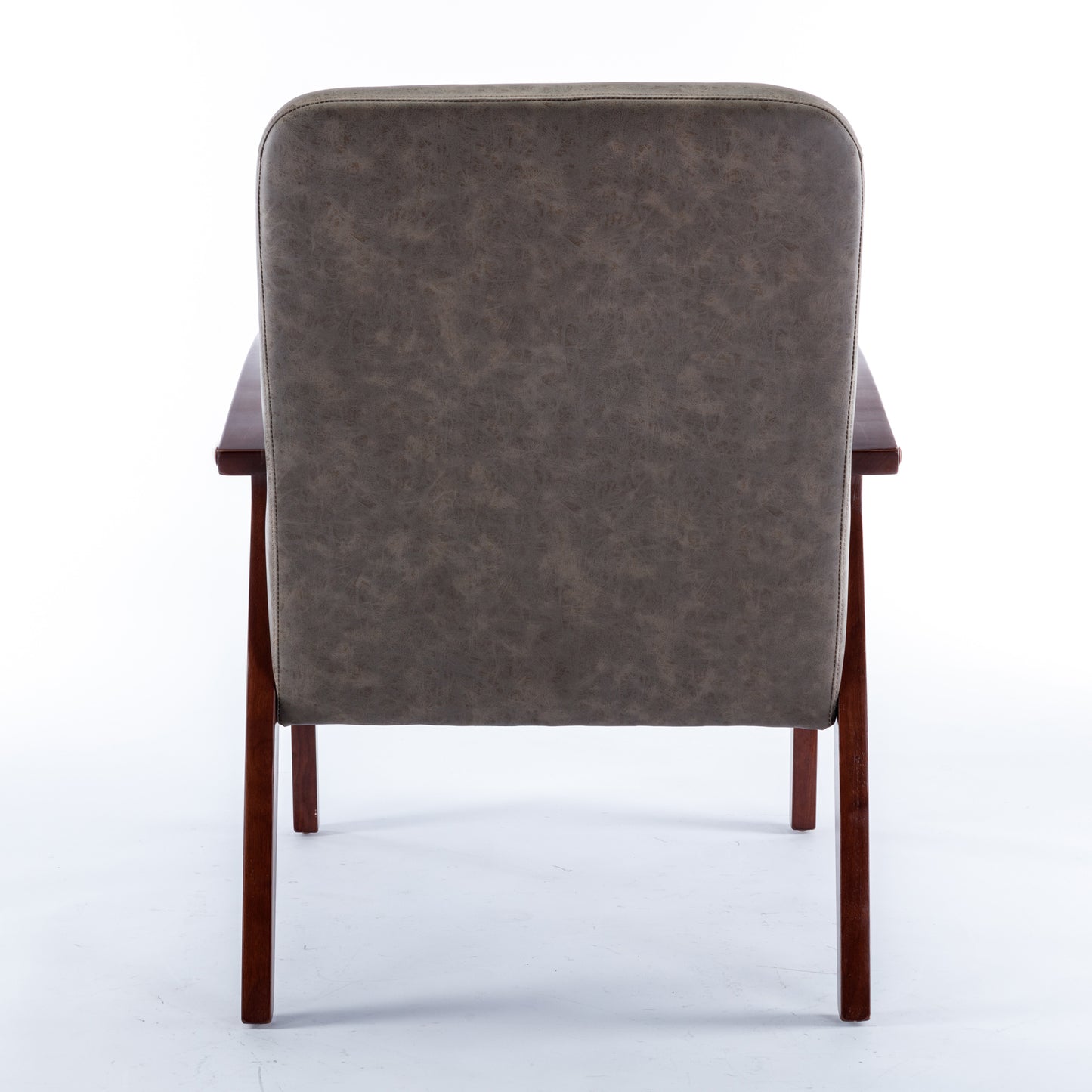 Retro Modern Solid Wood Armrest Accent Chair-Khaki