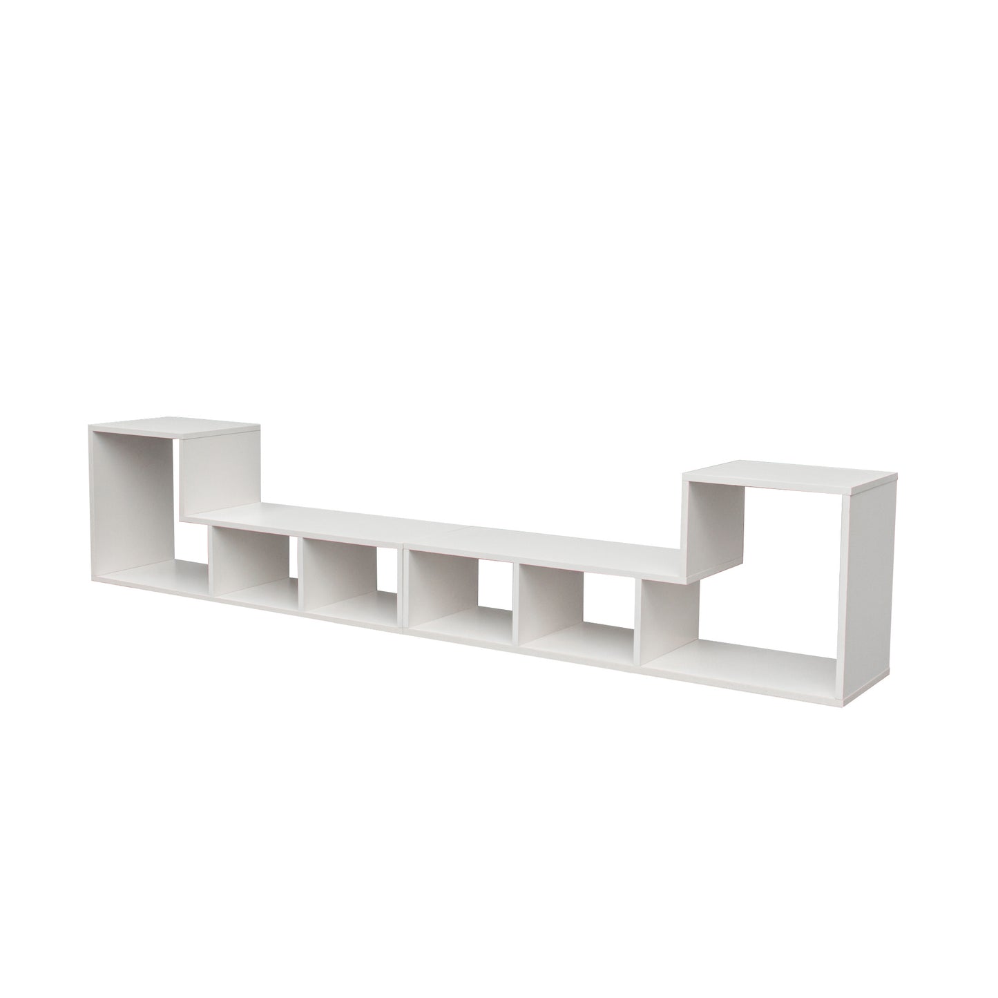 Double L-Shaped TV Stand- White