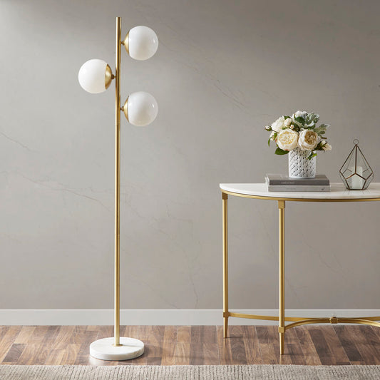 Ink+Ivy 3-Globe Light Floor Lamp with Marble Base
