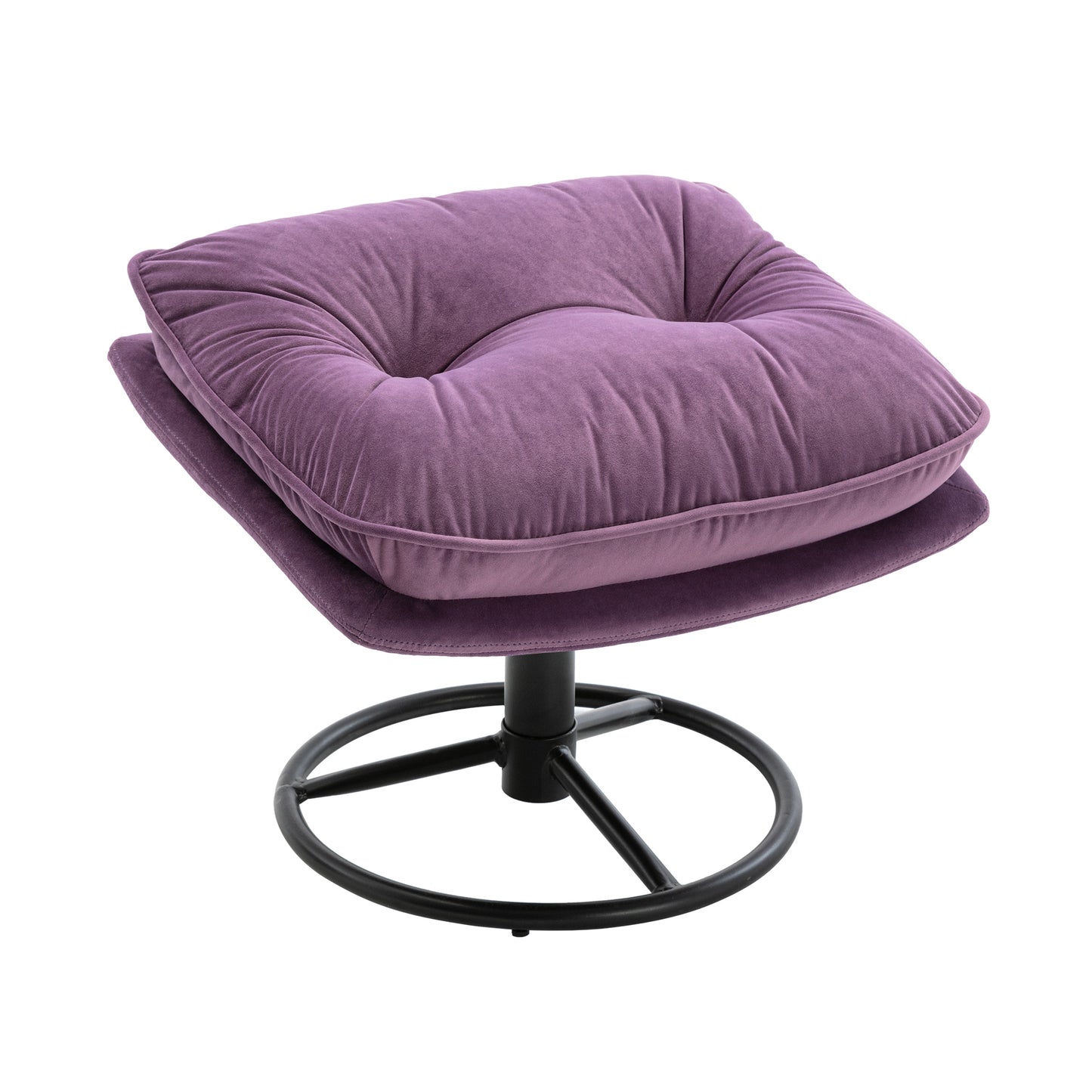 Velvet Swivel Accent Chair with Ottoman, Purple