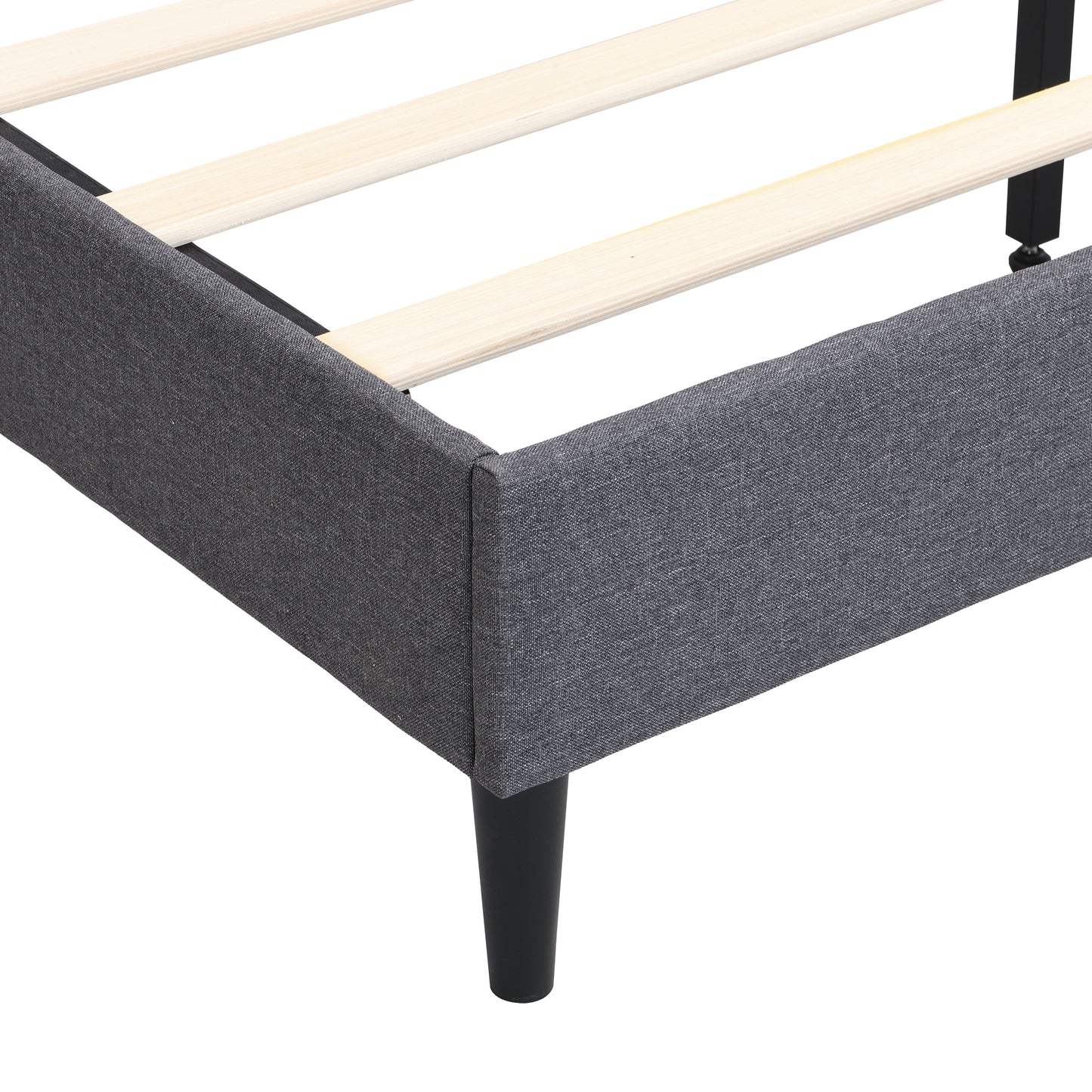 Queen Size Platform Bed Frame with Fabric Upholstered Headboard