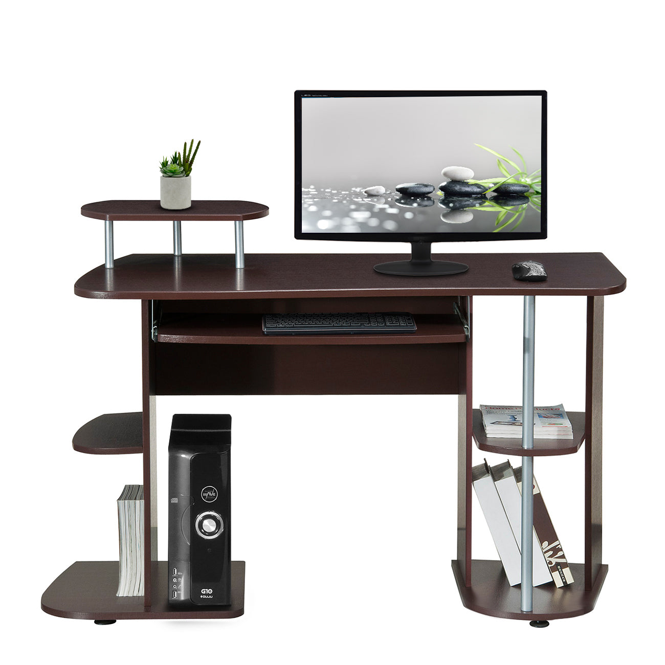 Computer Workstation Desk With Storage, Chocolate