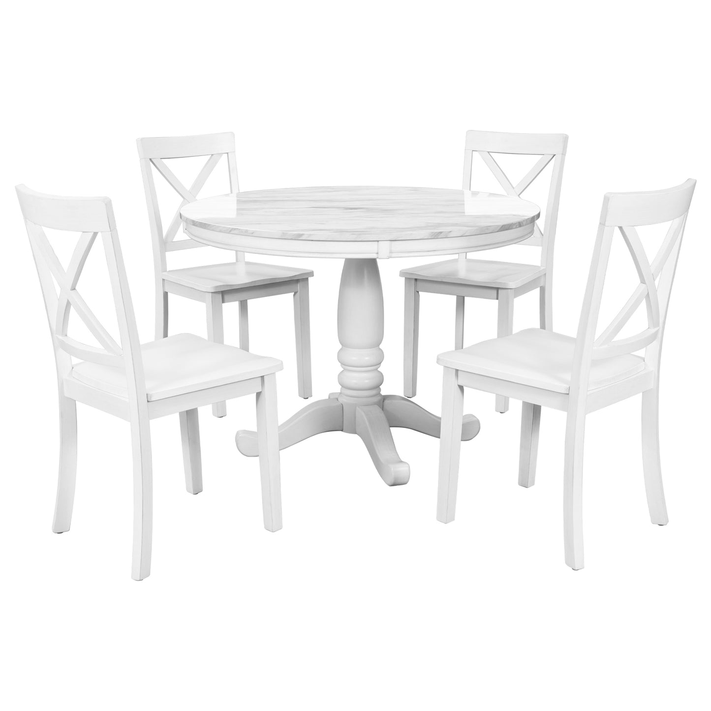 Orisfur. 5 Pieces Dining Table and Chairs Set for 4 Persons, Kitchen Room Solid Wood Table with 4 Chairs