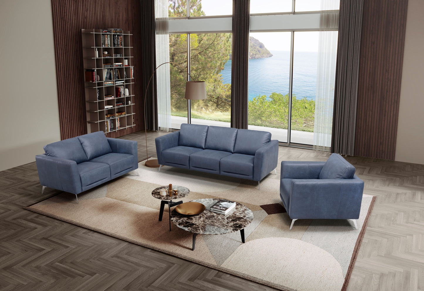 Astonic Sofa , Blue Leather