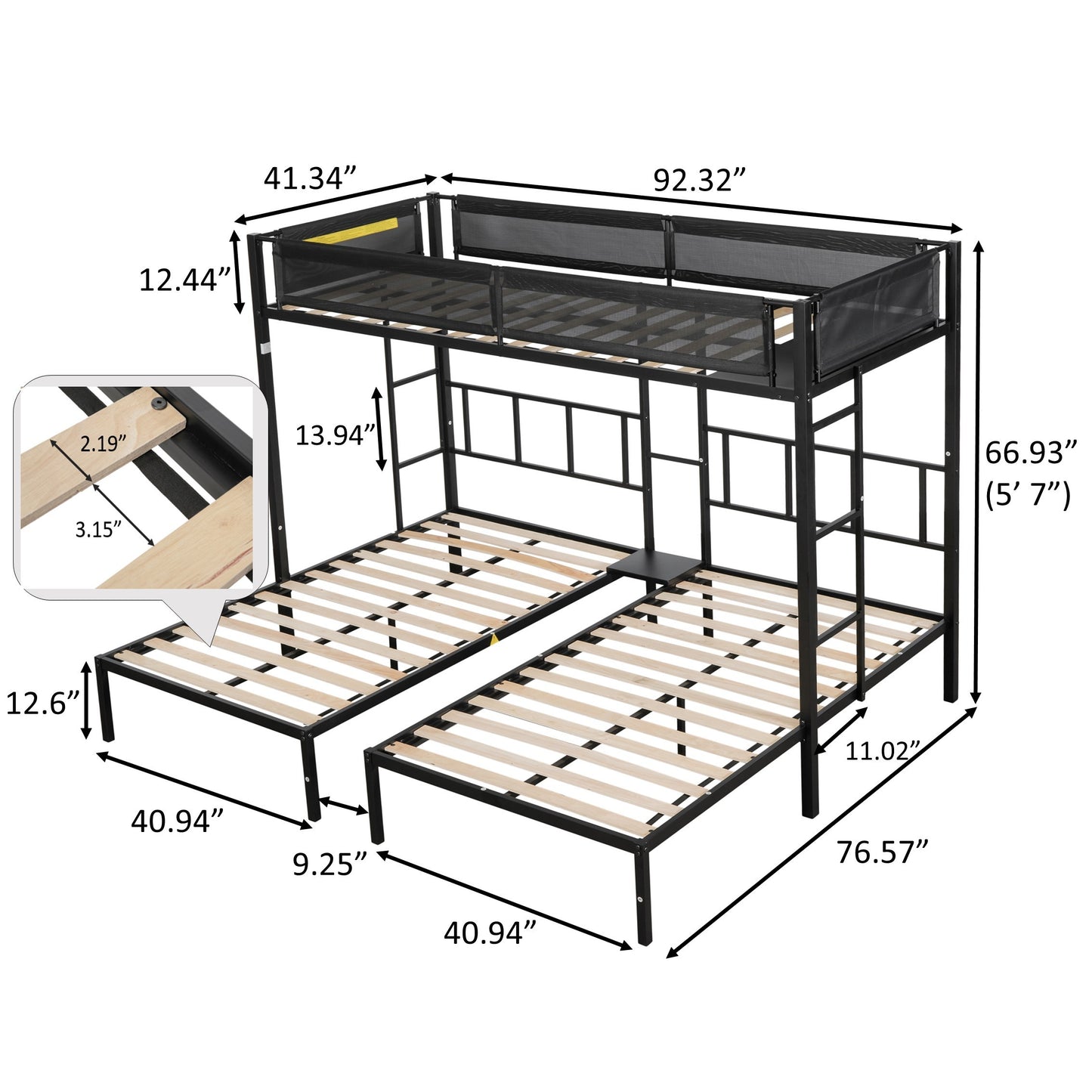 Metal Triple Twin Bunk Bed