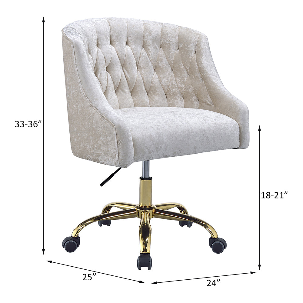 Levian Office Chair in Vintage Cream Velvet & Gold