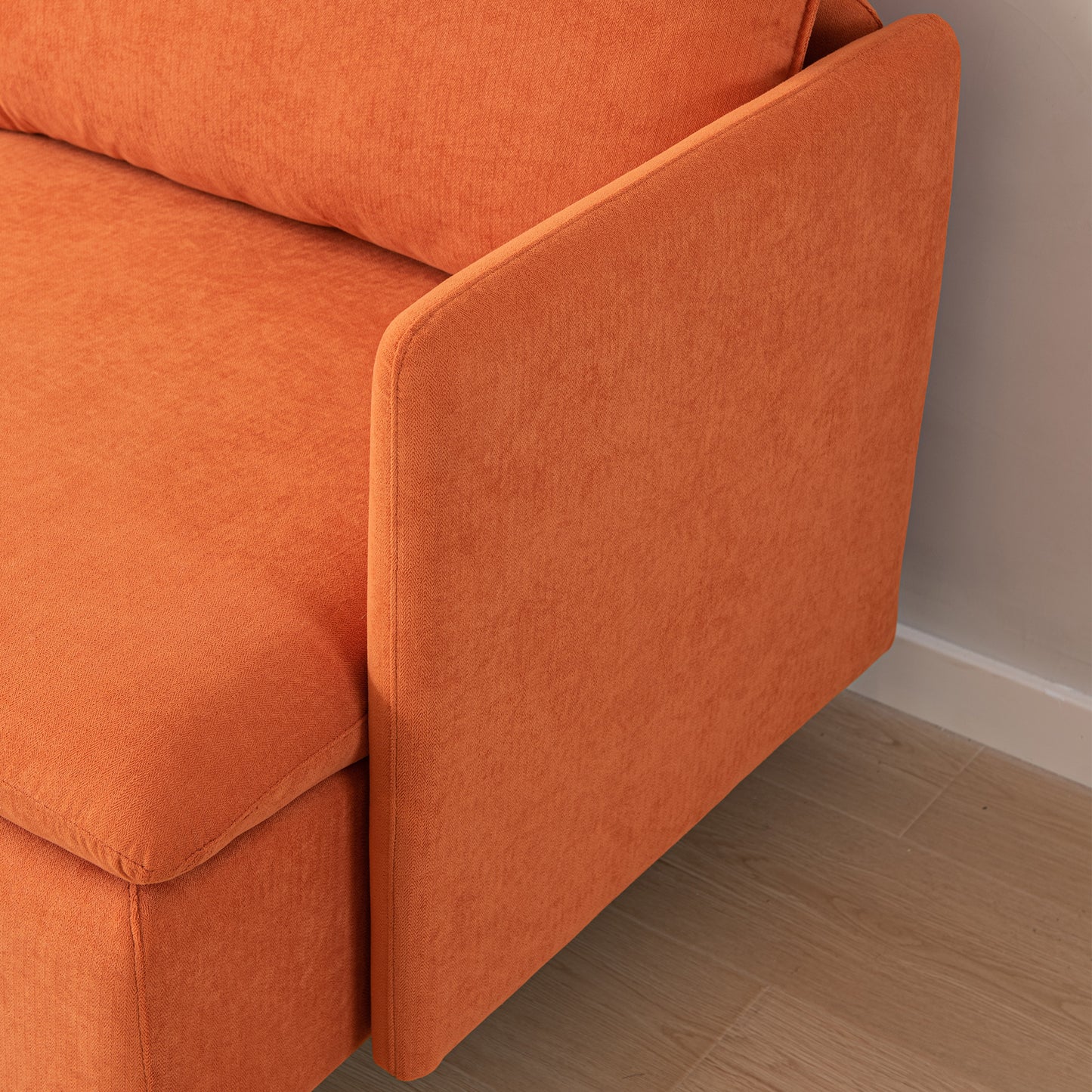 Modular L-shaped Corner sofa ,Left Hand Facing Sectional Couch,Orange Cotton Linen-90.9''