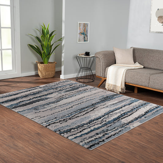 Riley Watercolor Abstract Stripe Woven Area Rug 6x9'