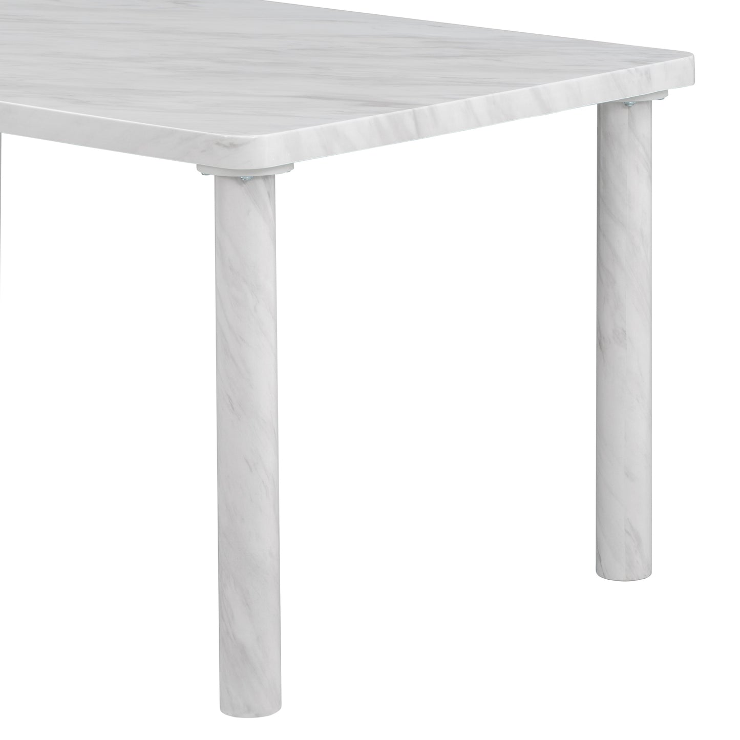 6-Piece Dining Table Set with Marble Veneer (White+Blue)