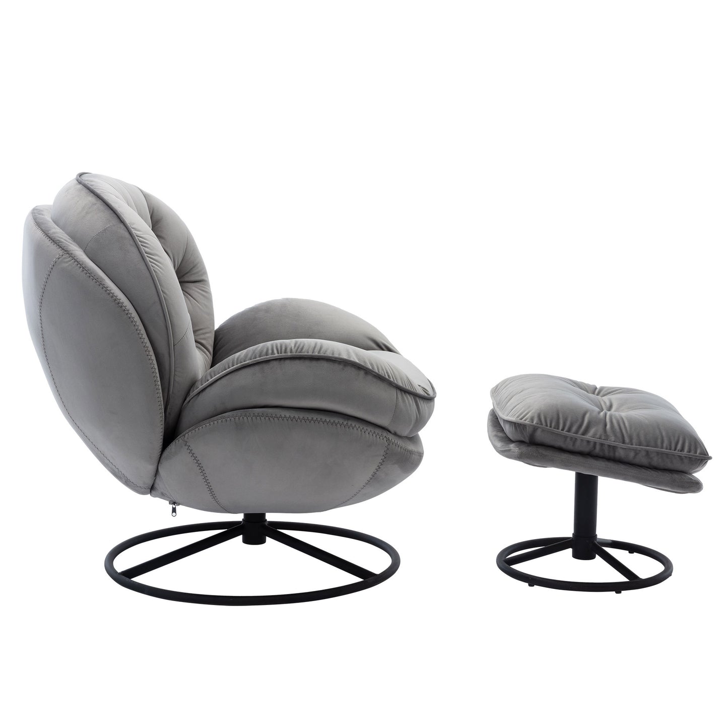 Accent Chair with Ottoman- Grey