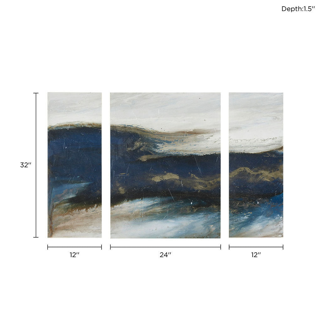 INK+IVY Rolling Waves Triptych 3-piece Canvas Wall Art Set