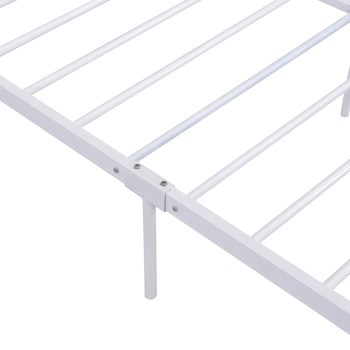 Full Size Metal Platform Bed Frame with Four Drawers, White