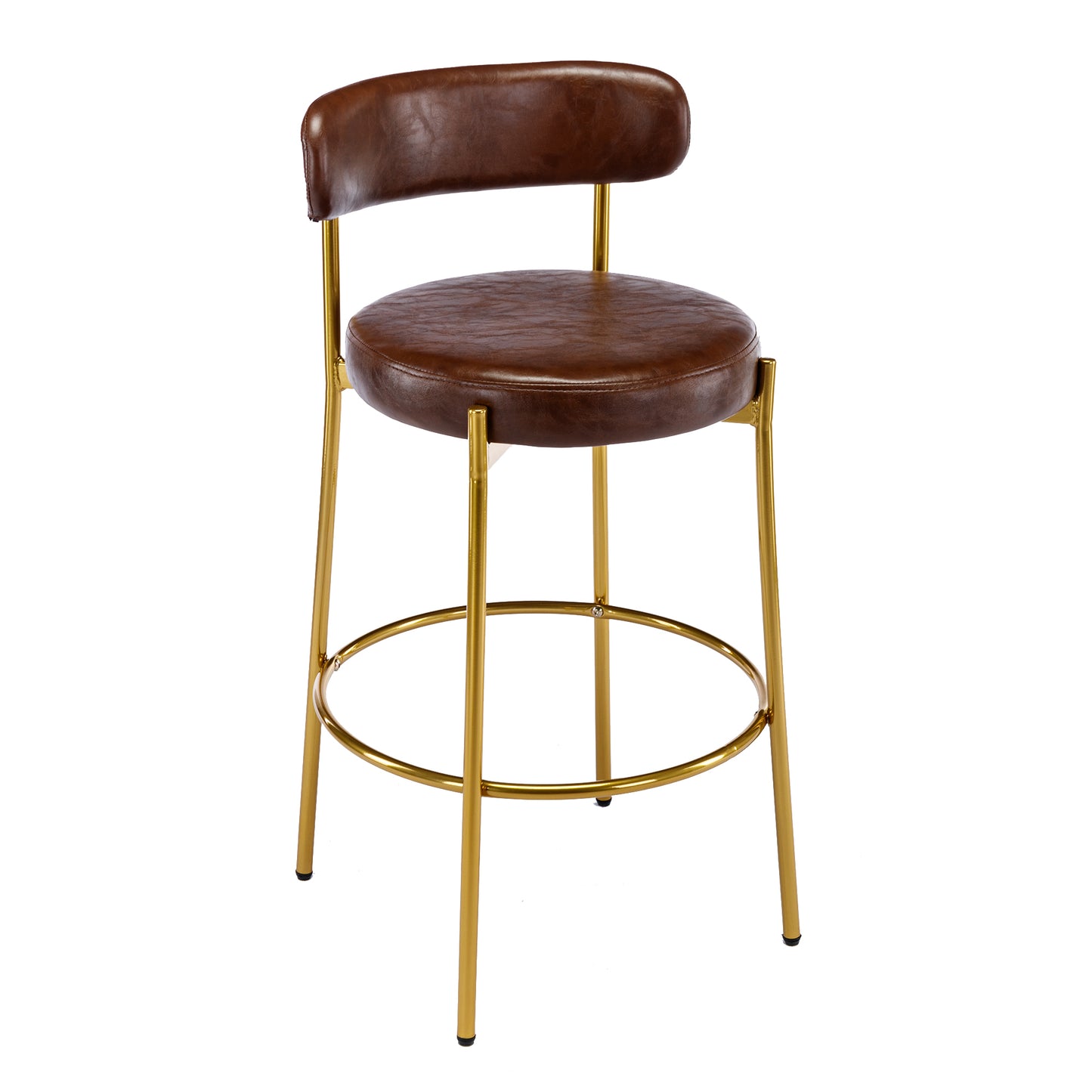 Coolmore Bar Stools Industrial Pub Barstools with Back and Footres Set of 2 - Brown