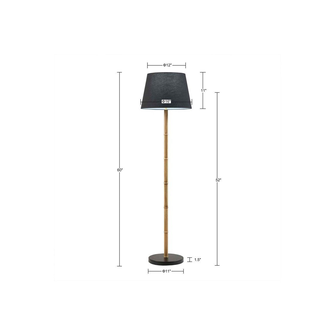 59.5" Nassau Metal Bamboo Floor Lamp