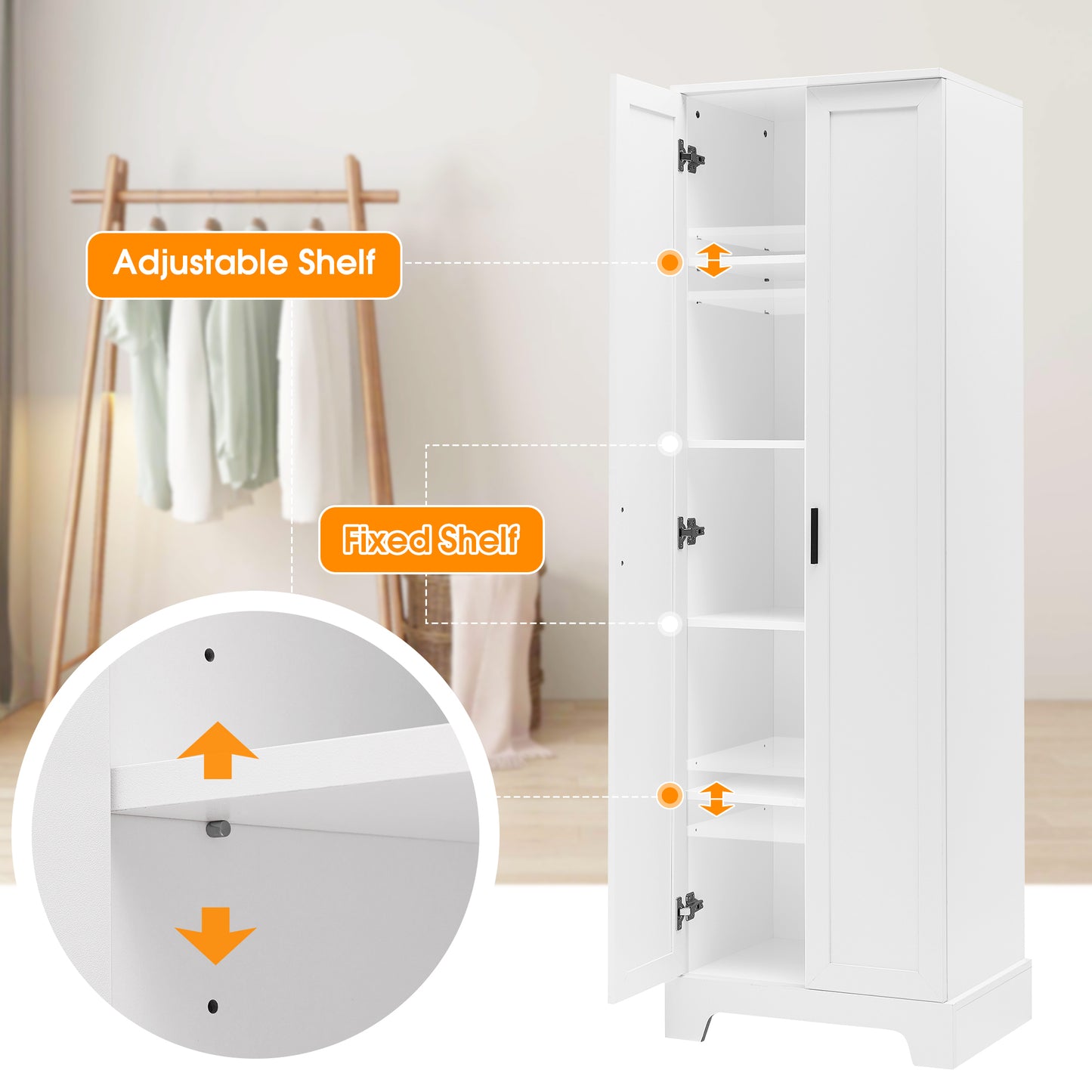 Bathroom Storage Cabinet with Two Doors, White