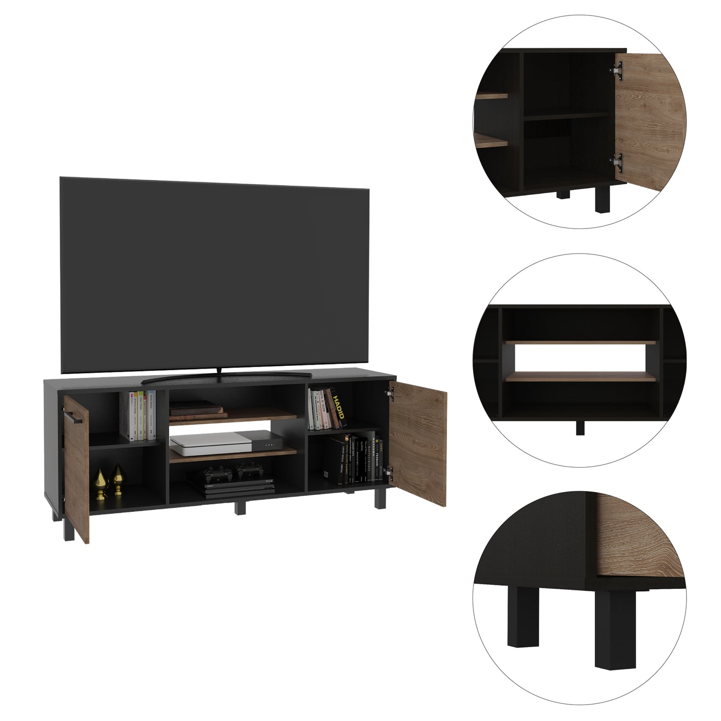 Cannon 3-Shelf 2-Door TV Stand-Espresso