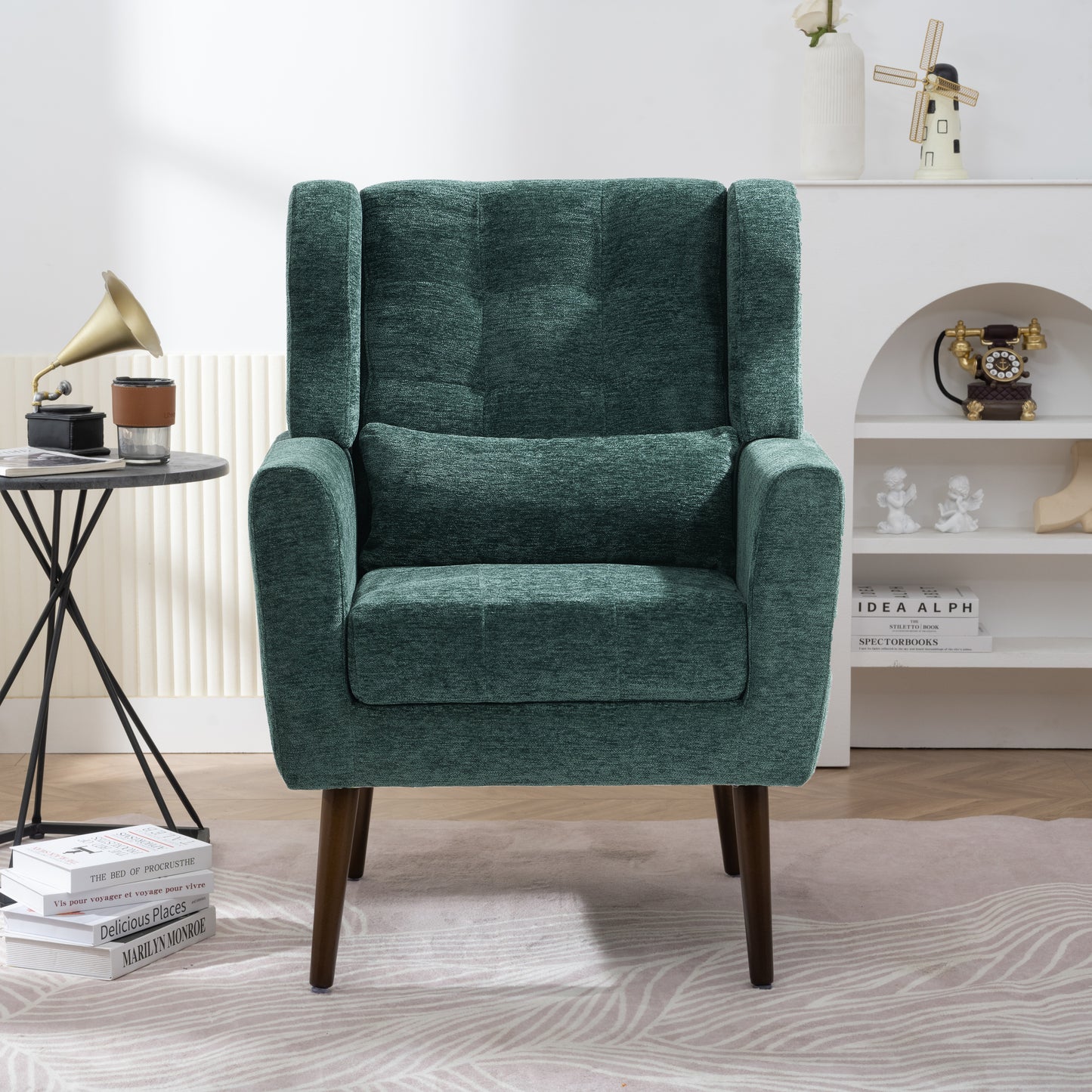 Modern Accent Chair(Blackish Green)