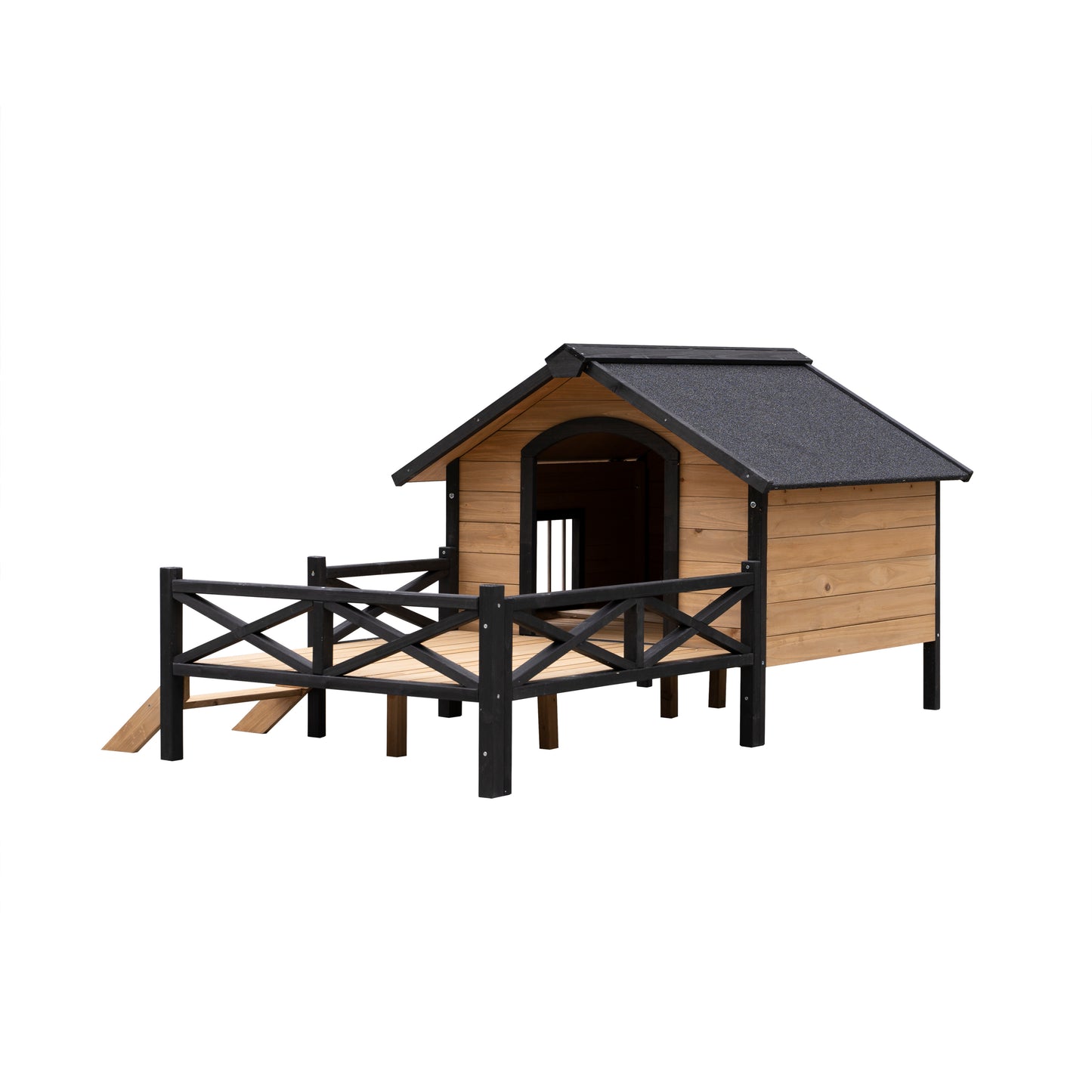 Outdoor Large Wooden Dog House with Porch