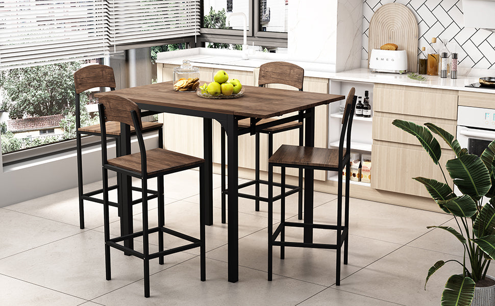 Farmhouse 5-piece Counter Height Drop Leaf Dining Table Set