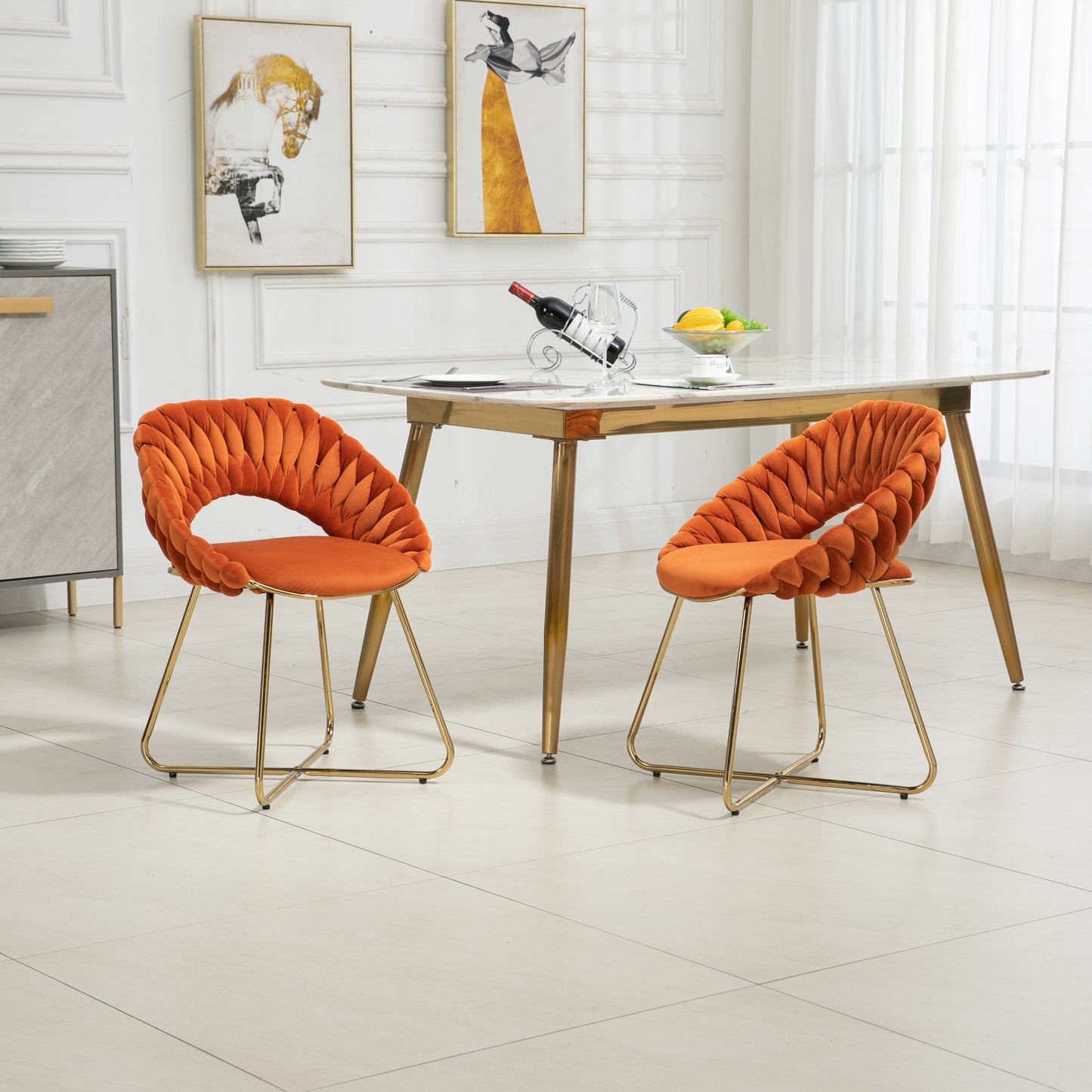 Oxitil Orange Accent Chairs Set of 2