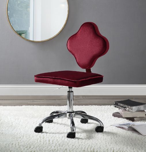 Clover Office Chair Red Velvet