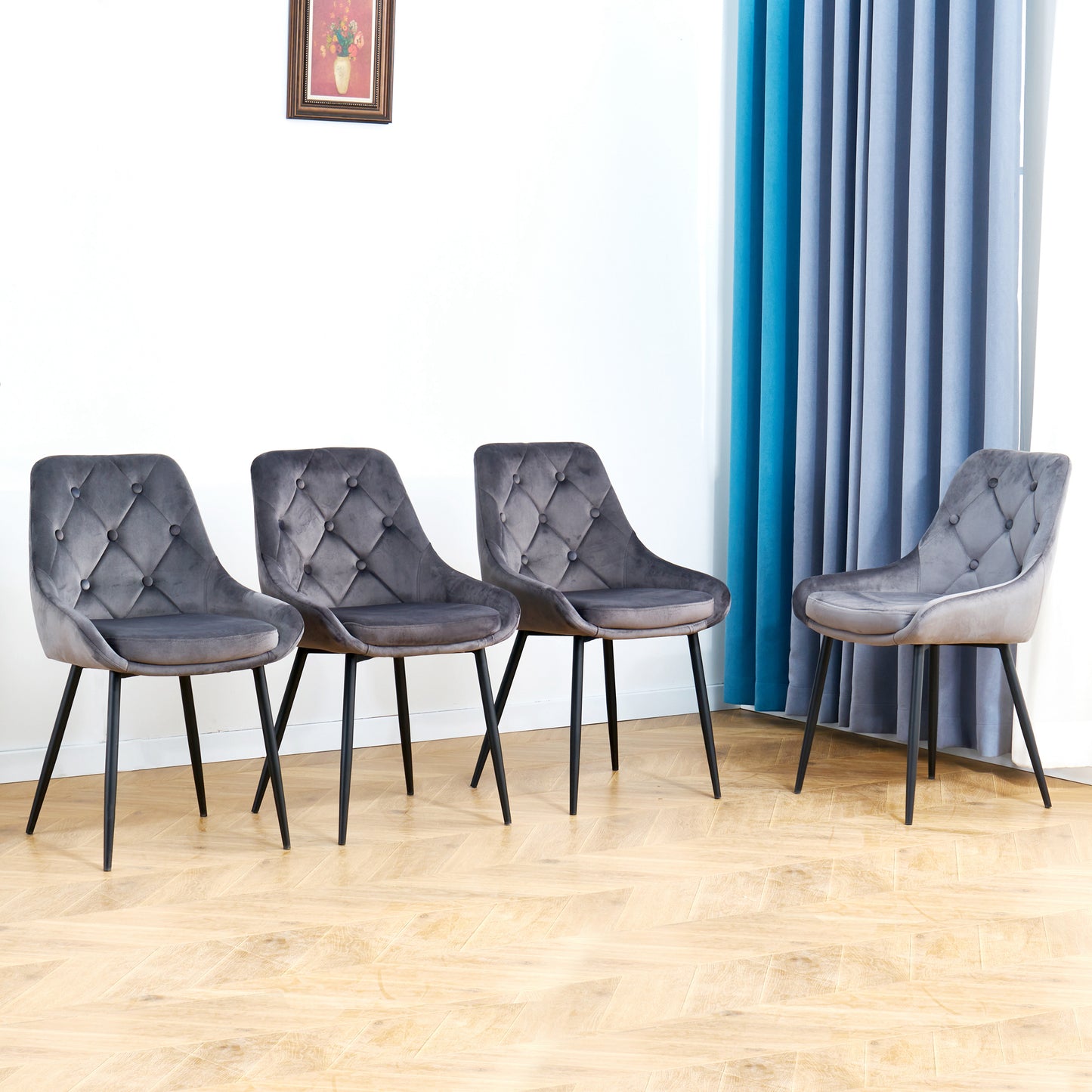 Calitil Modern Gray Velvet Dining Chairs(set of 2)